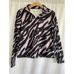 ASOS Women's Half Zip Activewear Top Purple/Black Long Sleeve Size 10 US